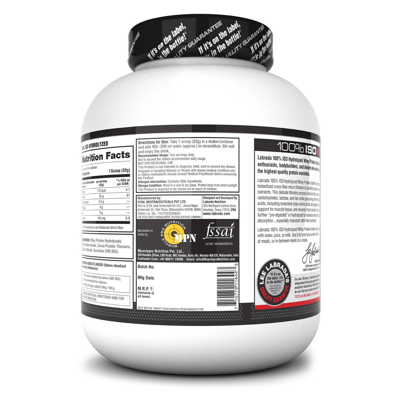 Labrada 100% ISO HYDROLYZED Whey Protein Isolate - Image 3