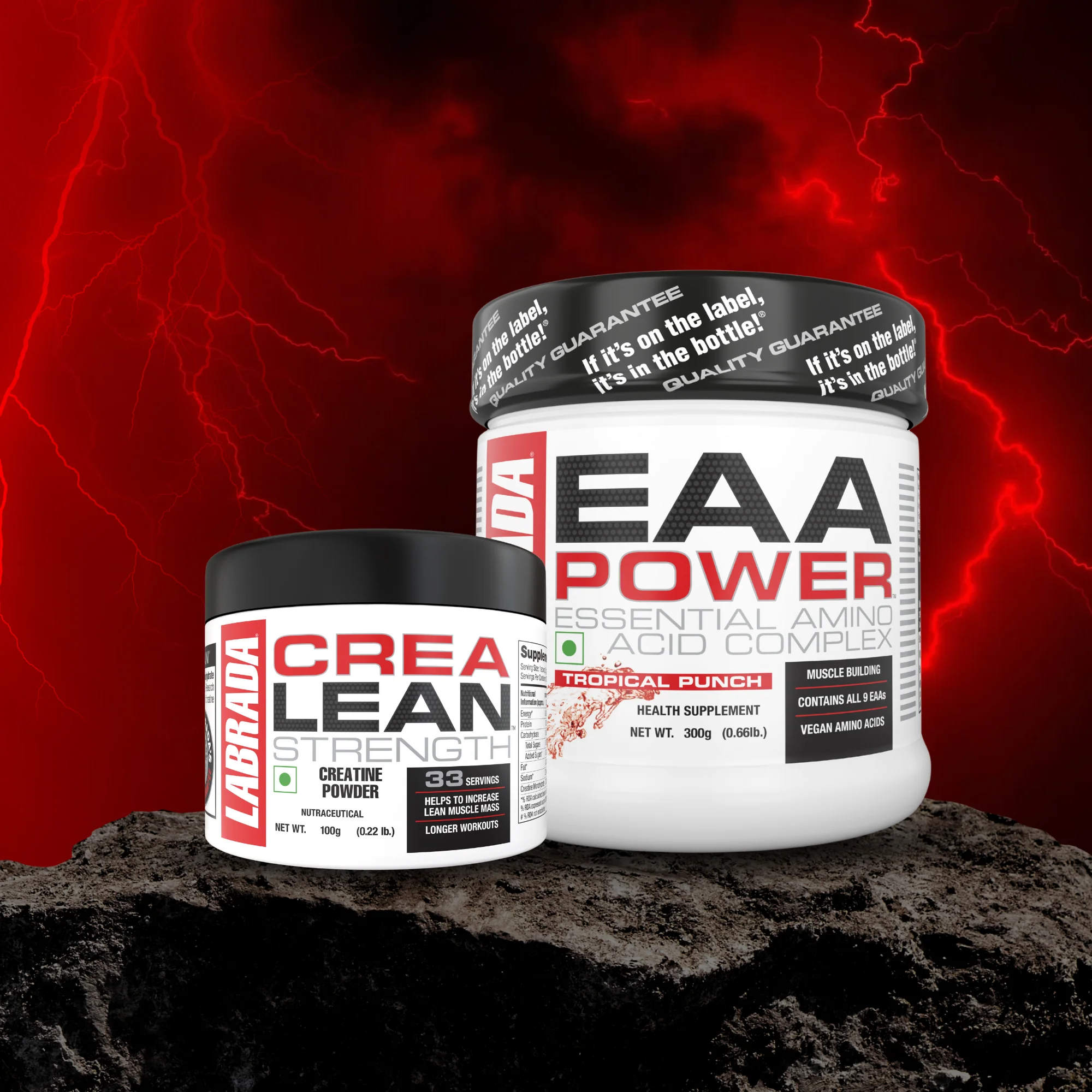 Labrada Crealean Strength Creatine 100g Powder With EAA Power Essential Amino Acid Complex 300g - Image 4