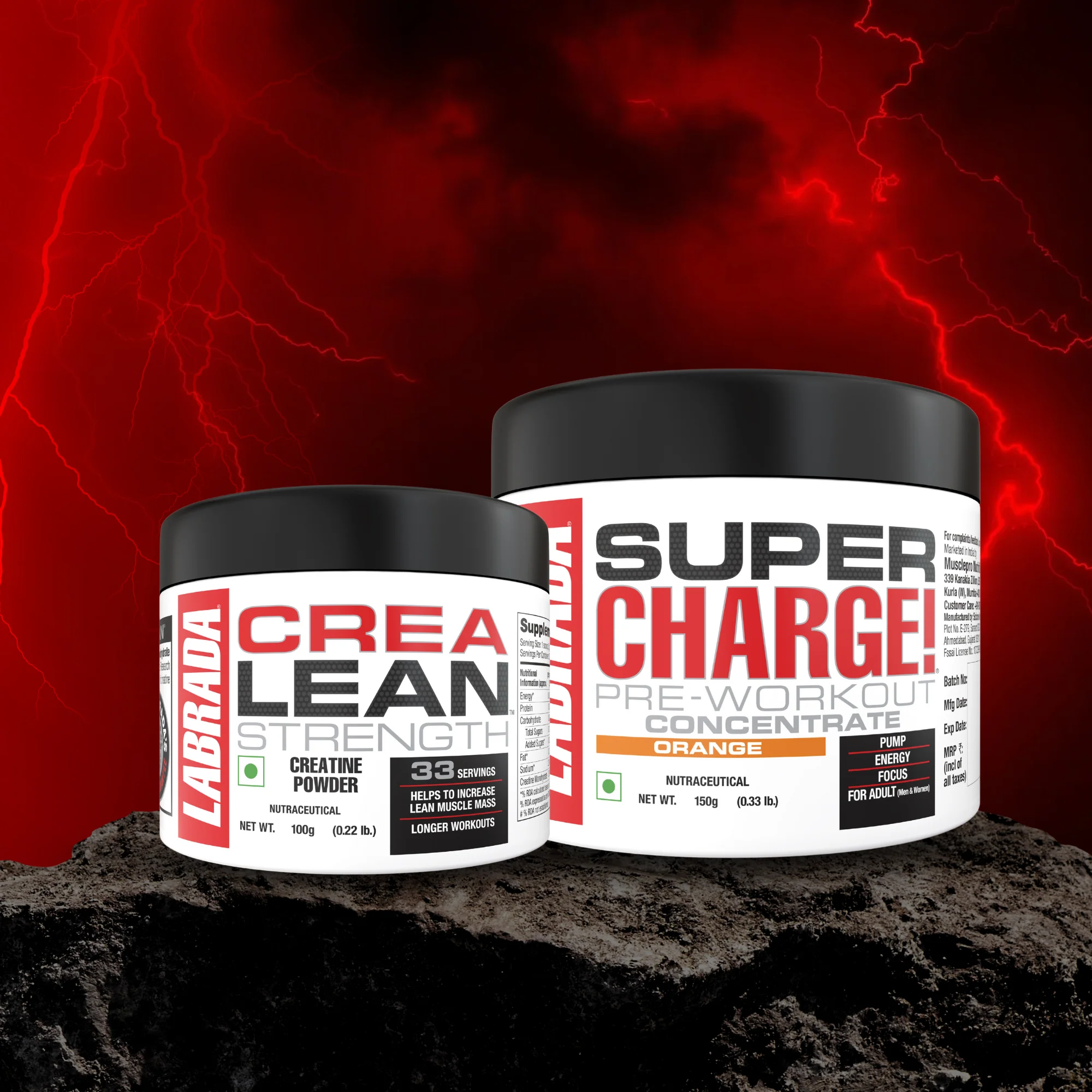 Labrada Crealean Strength Creatine Powder 100g with Labrada Super Charge Pre-Workout Concentrate 150g - Image 5